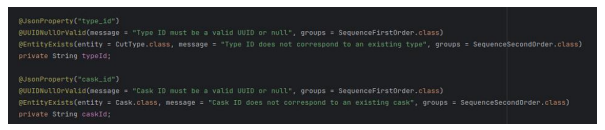 UUID validity and entity existence validation in BaseArticleRequest