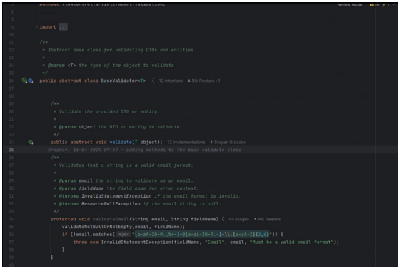Base validation class